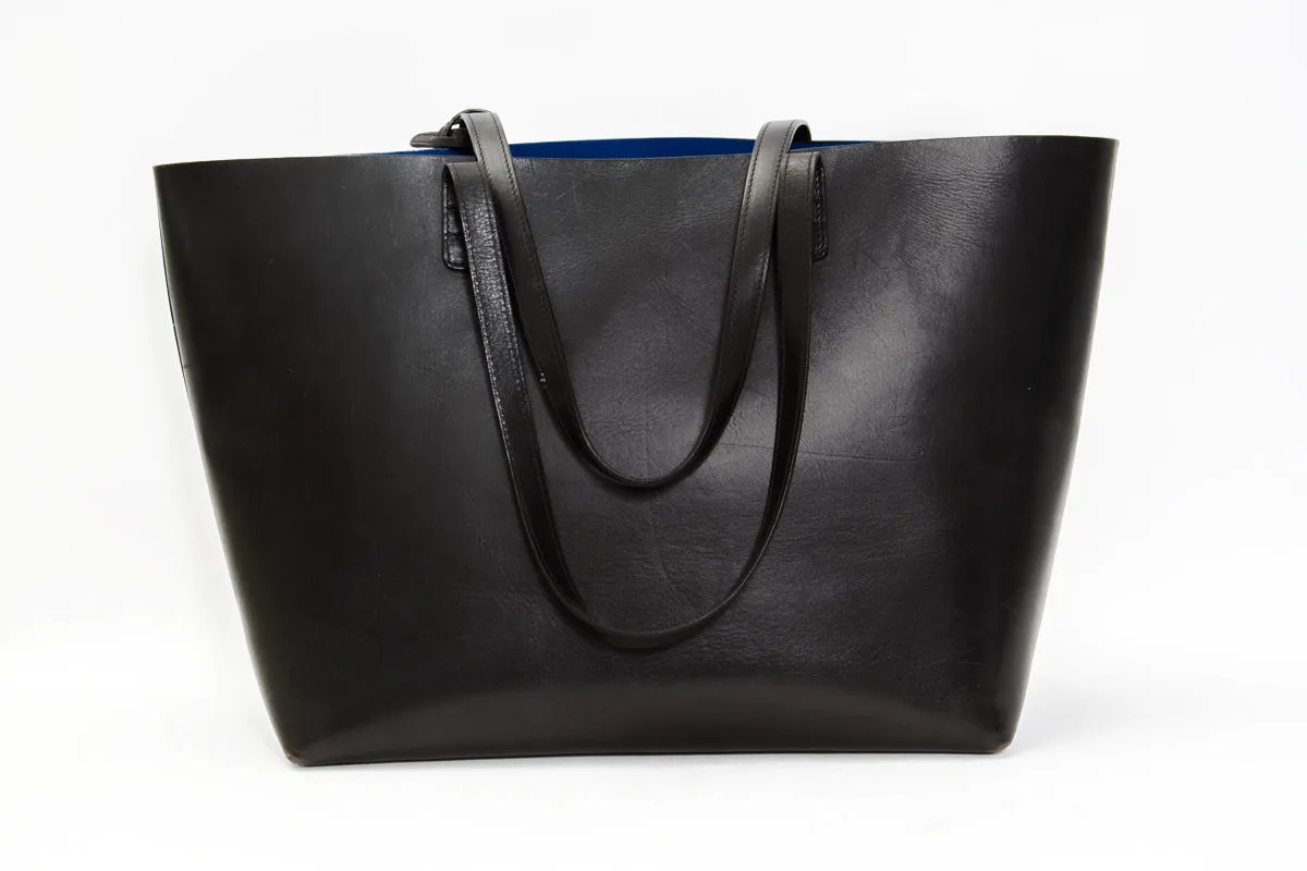 BLACK LEATHER SHOPPER