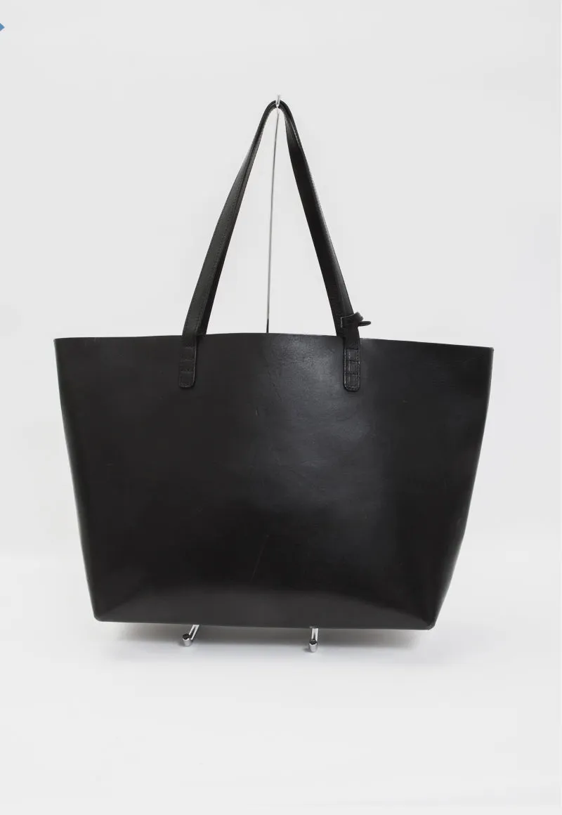 BLACK LEATHER SHOPPER