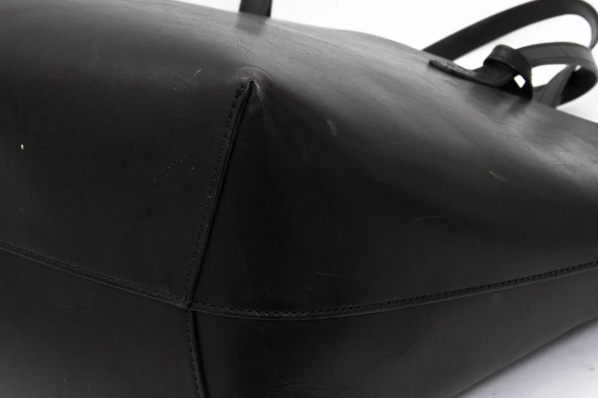 BLACK LEATHER SHOPPER