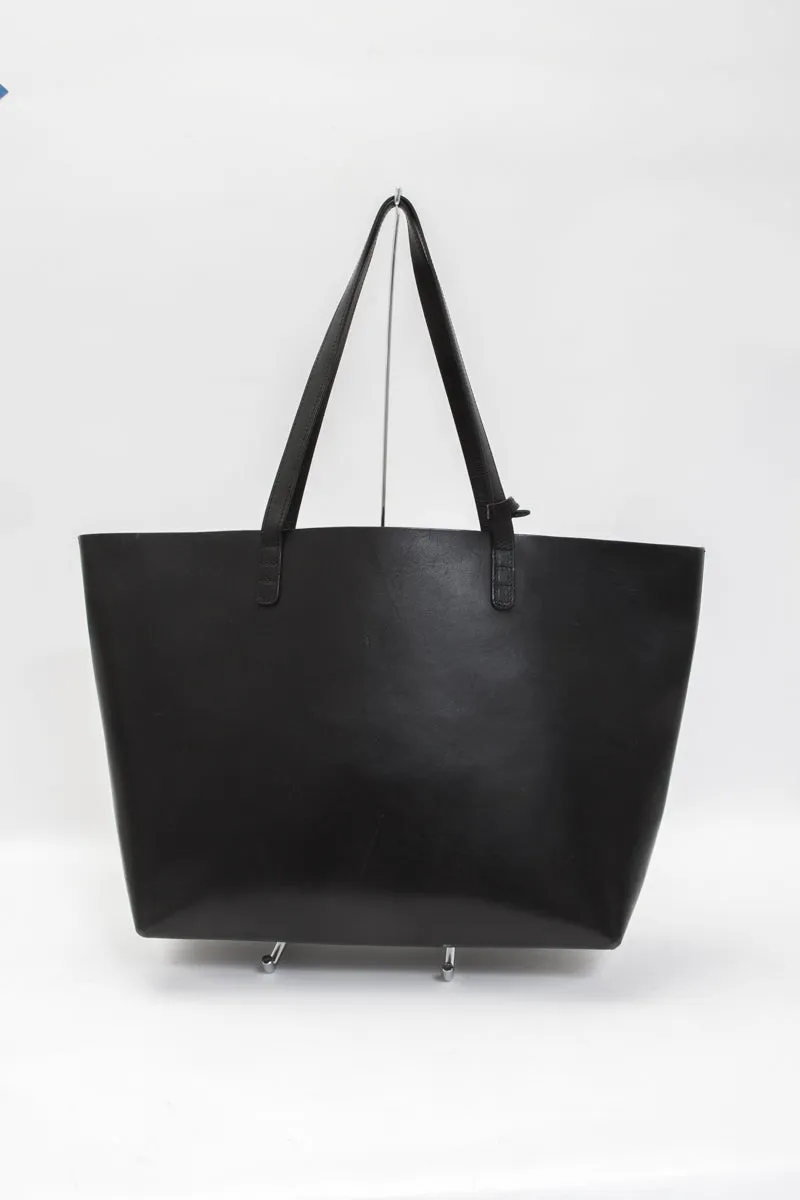 BLACK LEATHER SHOPPER