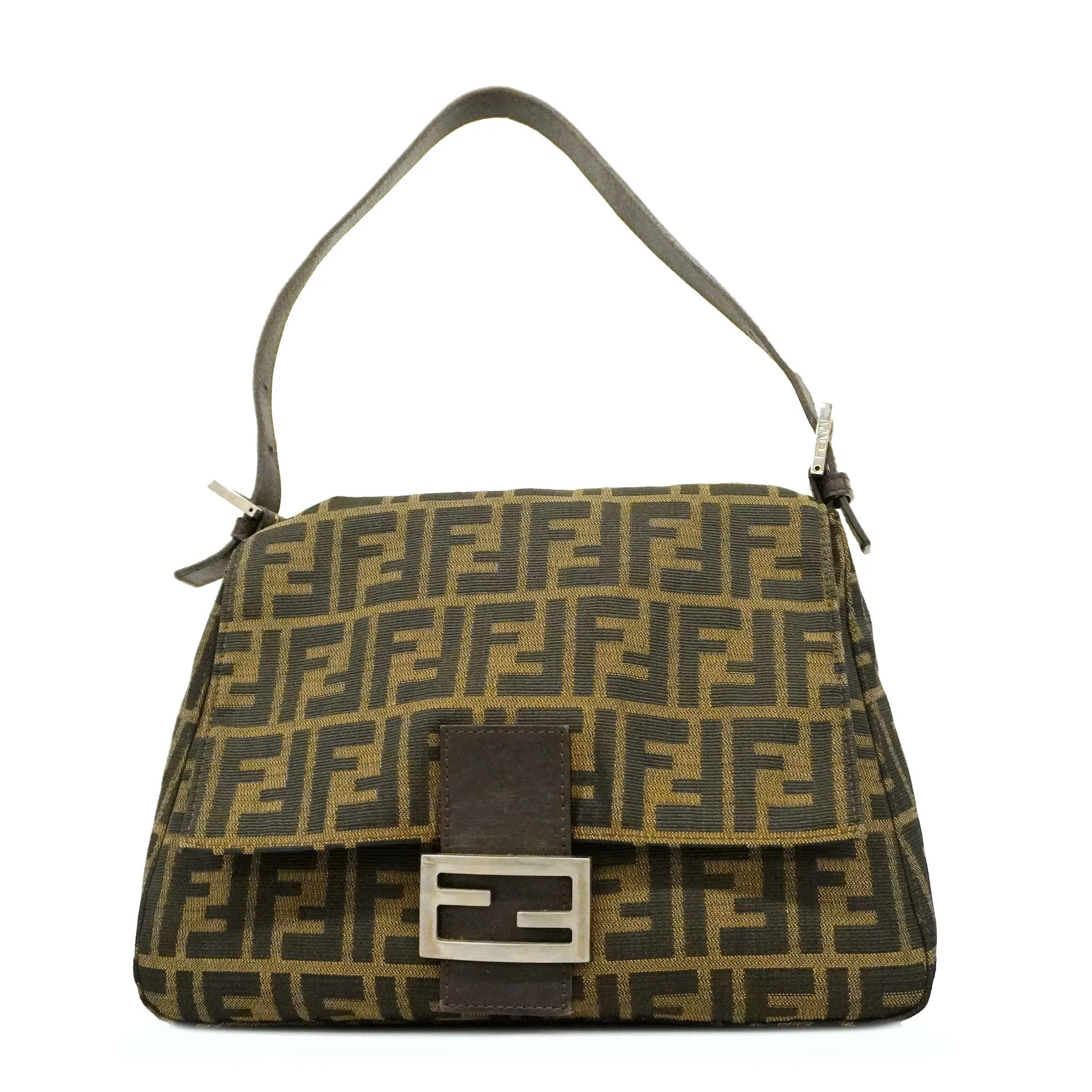 FENDI  Zucca Handbag Women's Nylon Canvas Handbag Brown