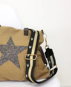 Glitter Star Bag Strap - Black & Gold