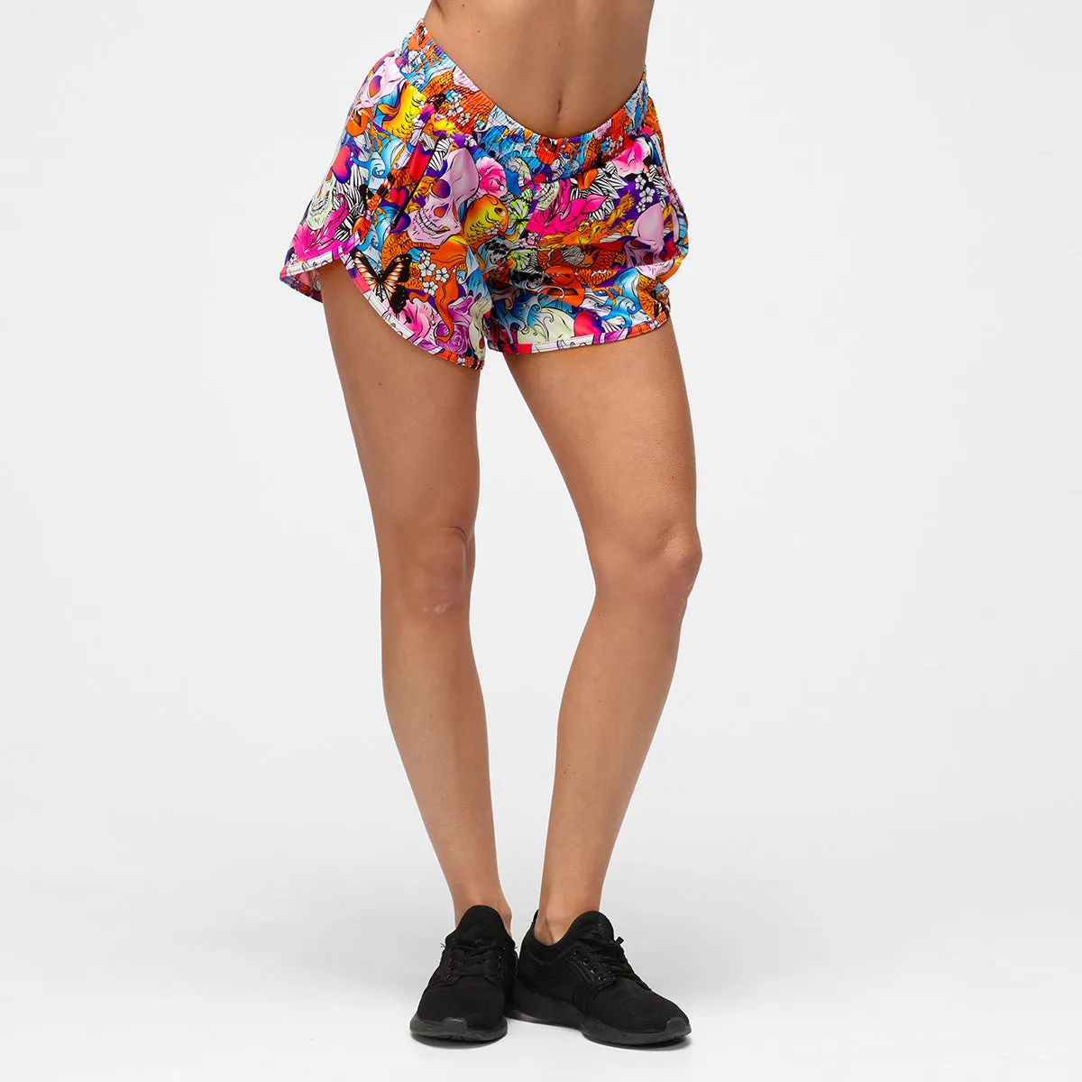 Tattoo Skulls Loose Fit Workout Shorts